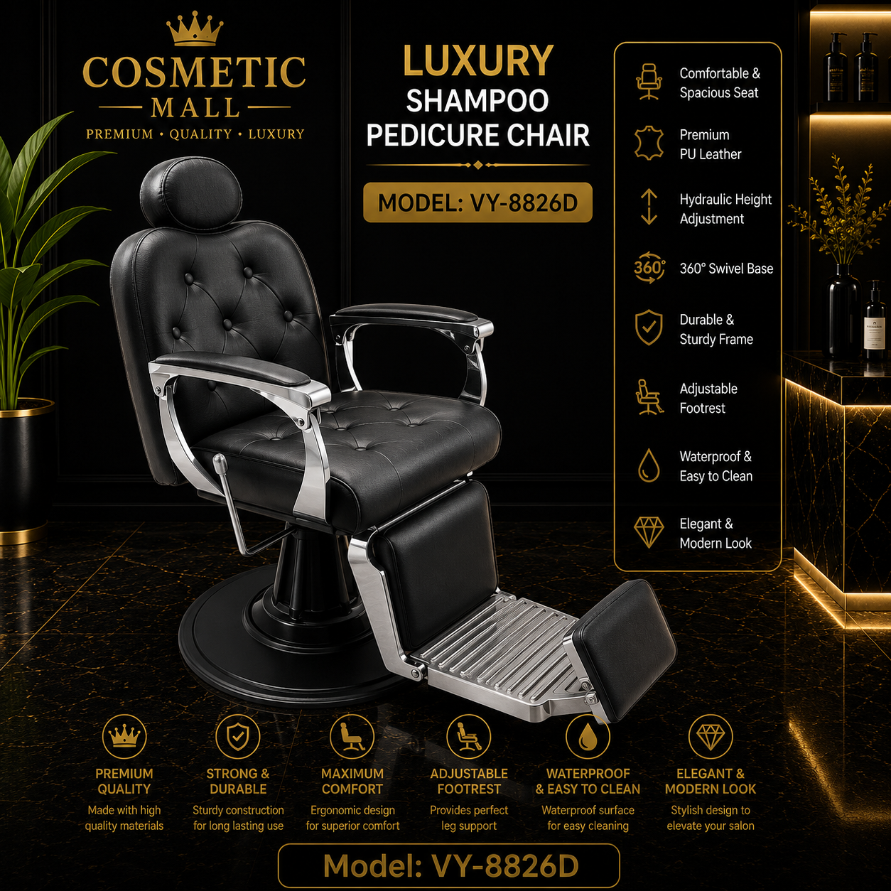 Luxury Shampoo Pedicure Chair – Model VY-8826D