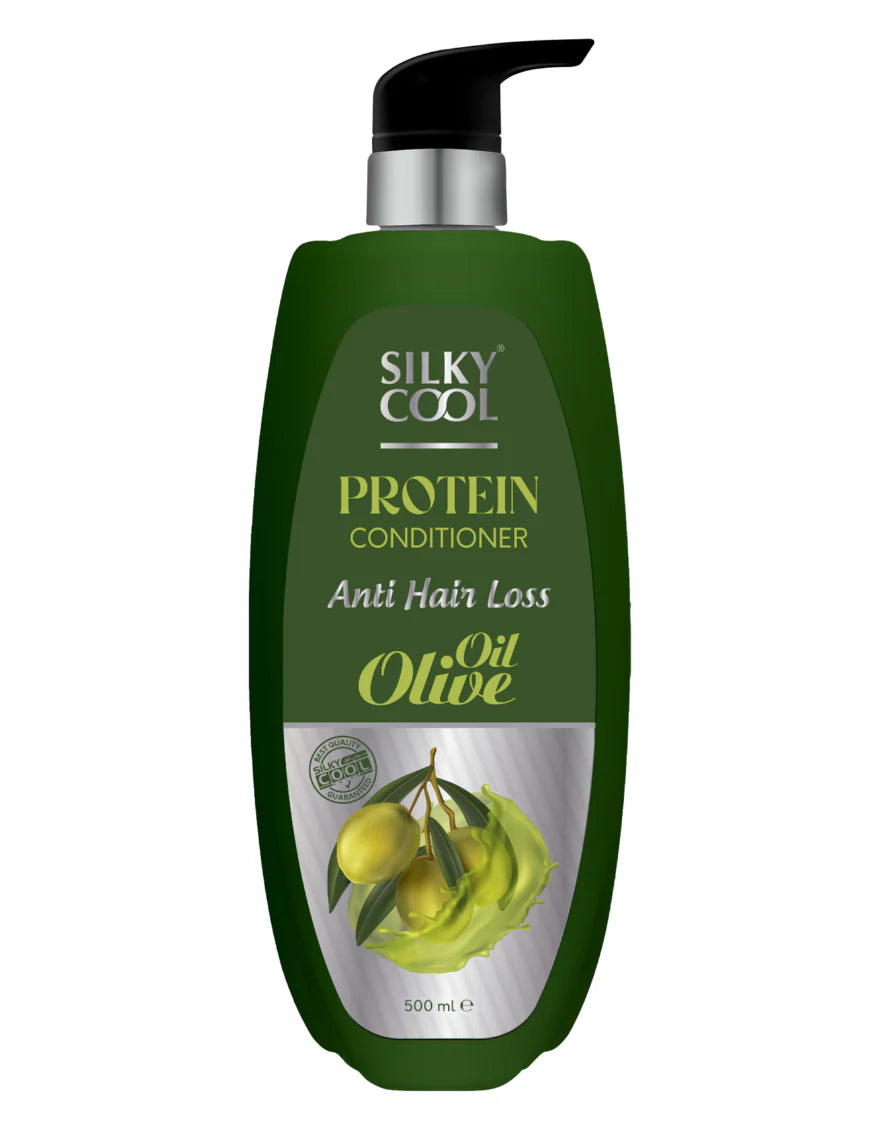 Silky Cool Anti-Hair Loss Conditioner with Protein, Olive Oil & Black Seed – Sulfate-Free Nourishing Formula with Coconut Oil & Milk Protein 250ml & 500ml