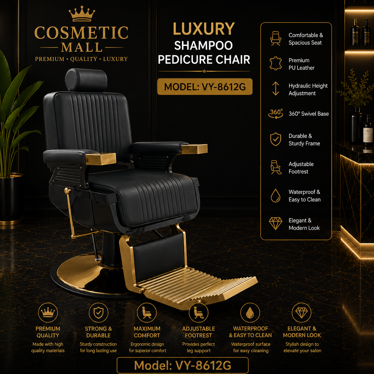 Luxury Shampoo Pedicure Chair – Model VY-8612G