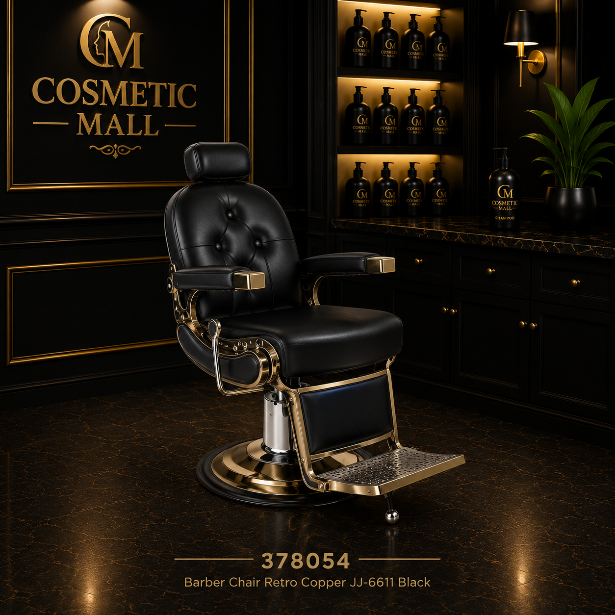 378054 – Retro Copper Barber Chair JJ-6611 Copper &amp; Black