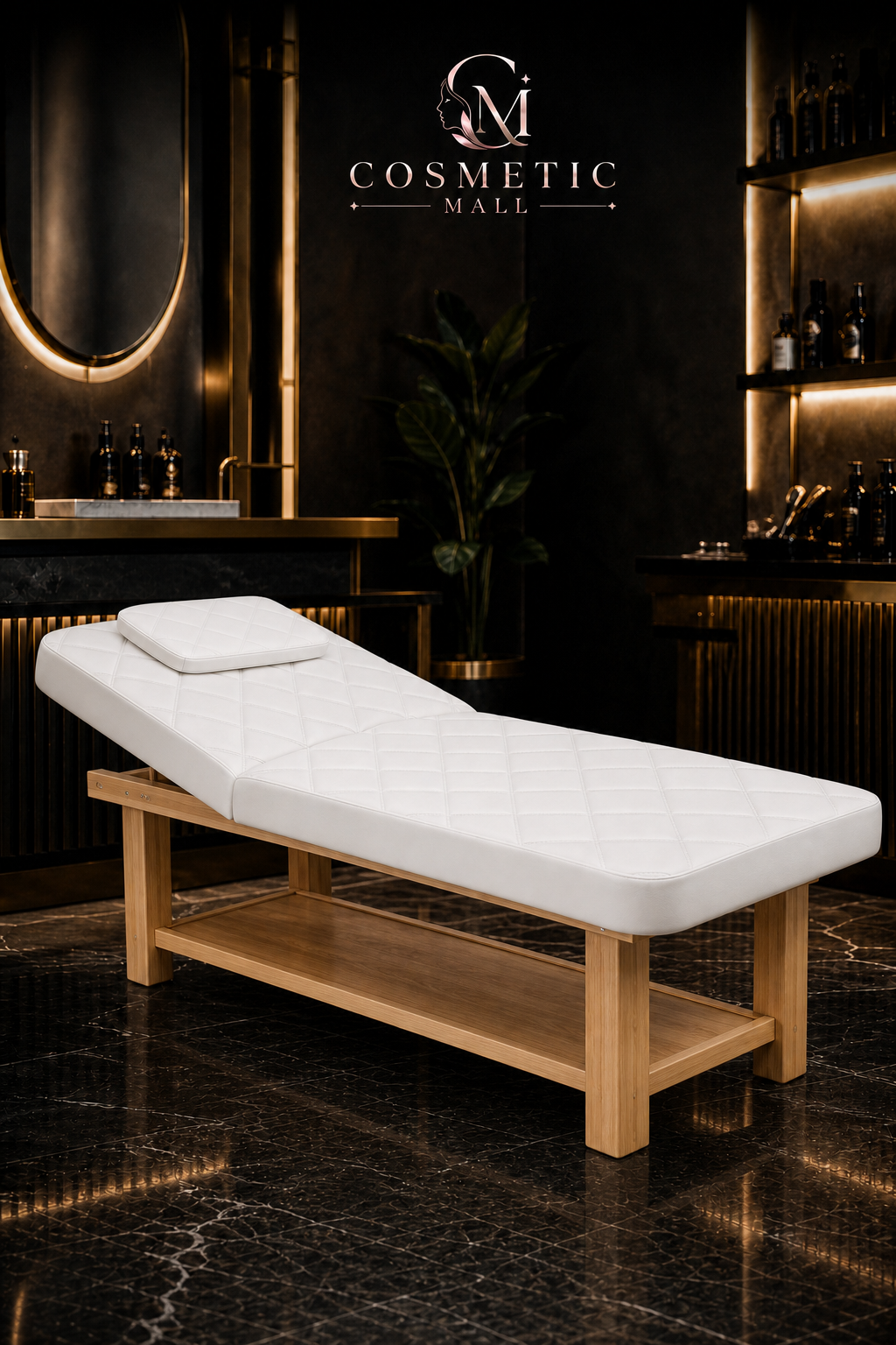 Raised Wooden Bed with White Mattress W80 x L190cm x H63cm