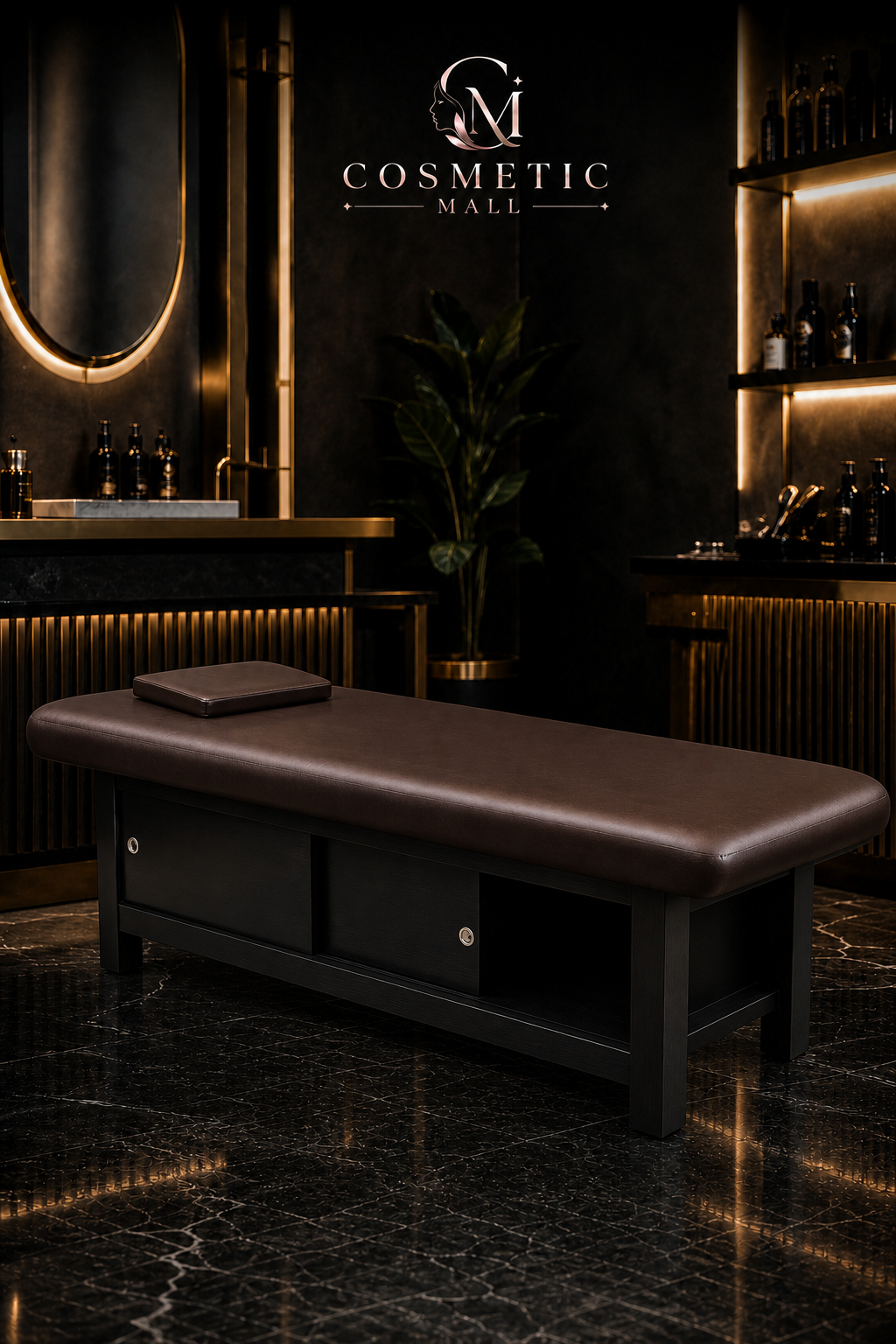 Raised Full Cabinet Wooden Bed Brown W80*L190cm*H63