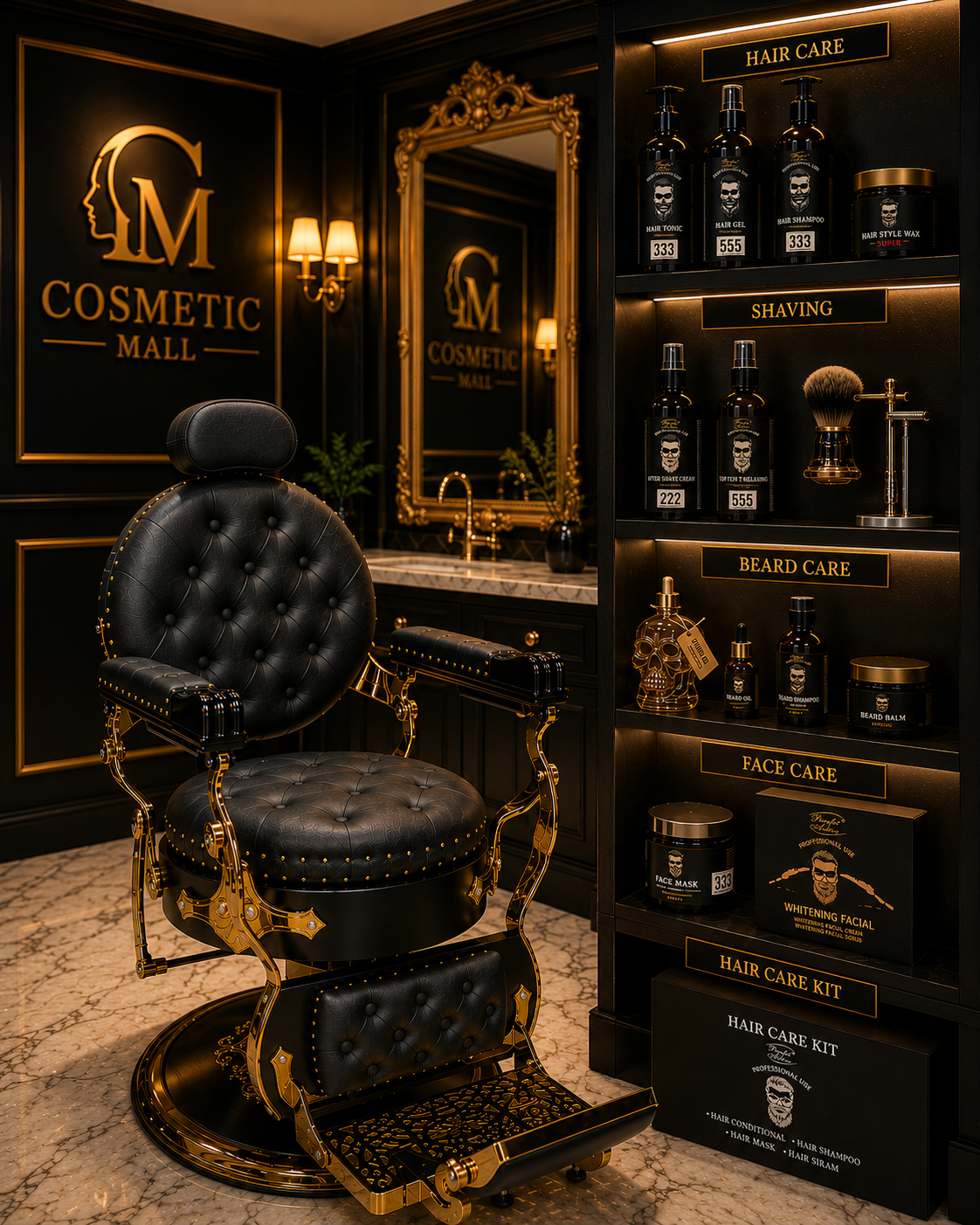 Perfect Active  BARBER CHAIR BLACK & GOLD LT858BG