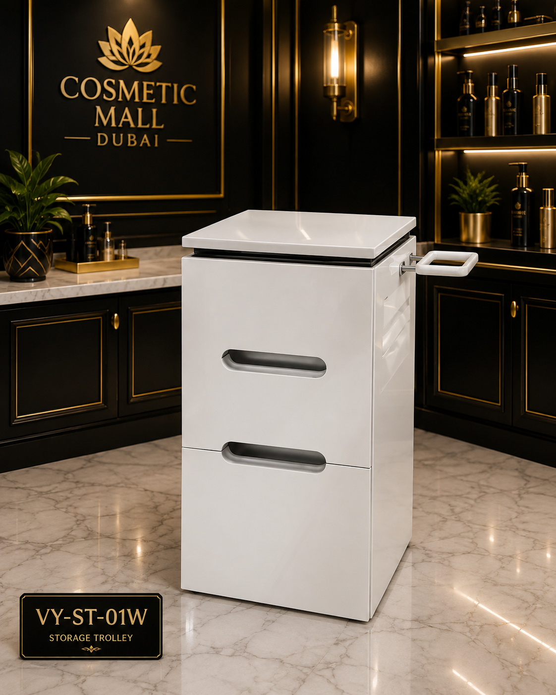 VY-ST-01W Storage Trolley | Professional White Salon Storage Cabinet
