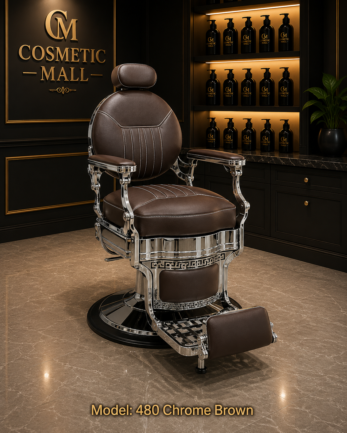 Model 480 Chrome Brown – Barber Chair