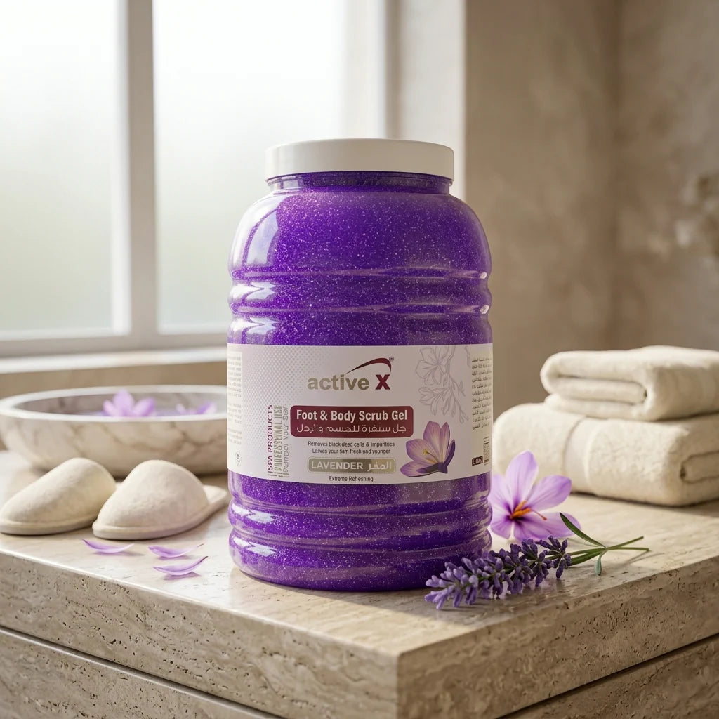 ActiveX Foot & Body Scrub Gel 5L – Exfoliating Spa Scrub for Feet & Body – Gold, Grapes, Lavender & Strawberry UAE