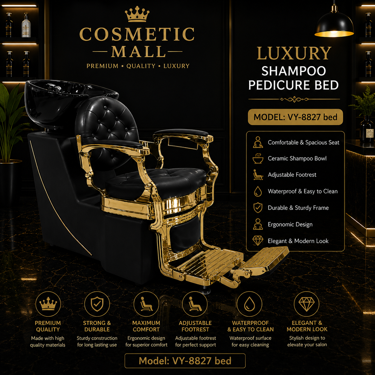 Luxury Shampoo Pedicure Bed – Model VY-8827 Bed