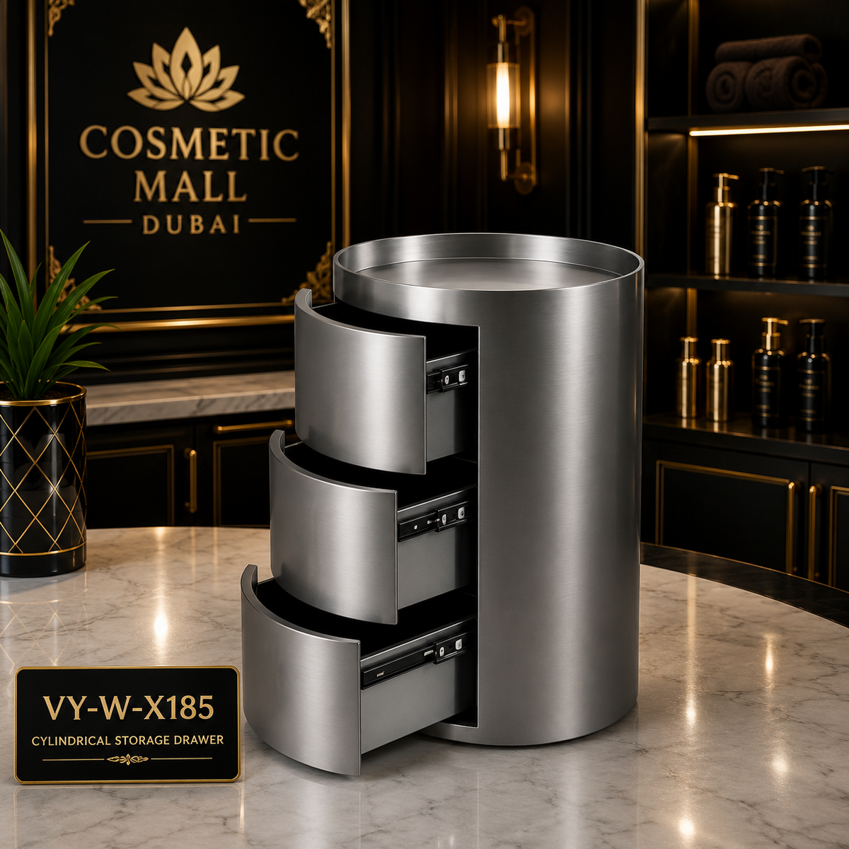 VY-W-X185 Cylindrical Storage Drawer | Professional Salon Storage Cabinet
