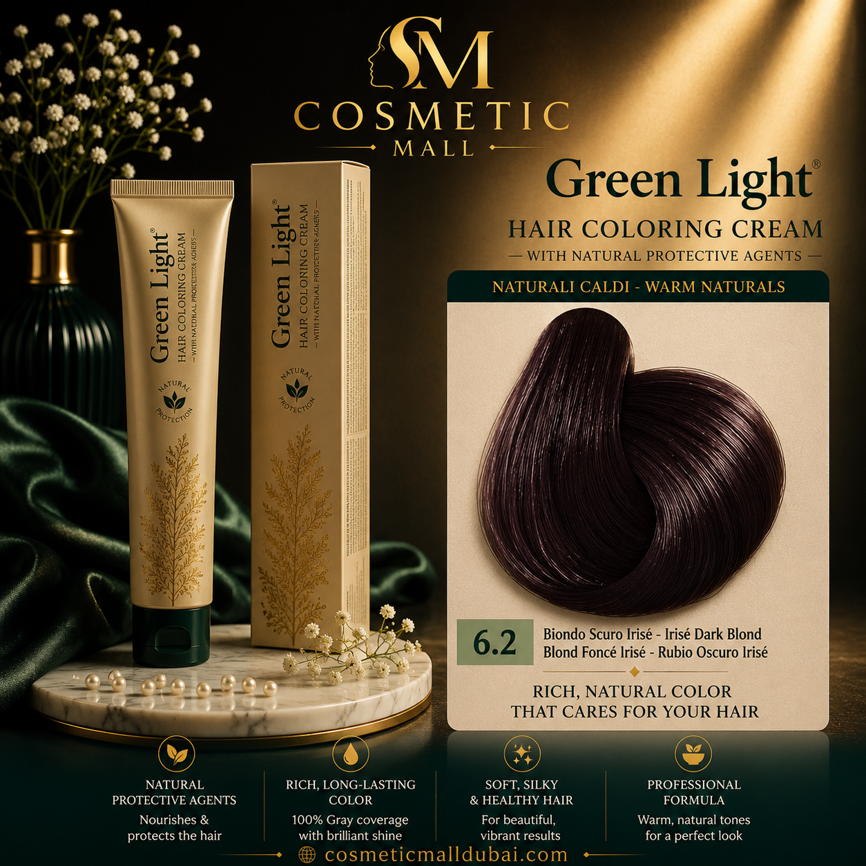 Green Light Hair Coloring Cream 6.2 Irisé Dark Blonde | Professional Permanent Hair Color