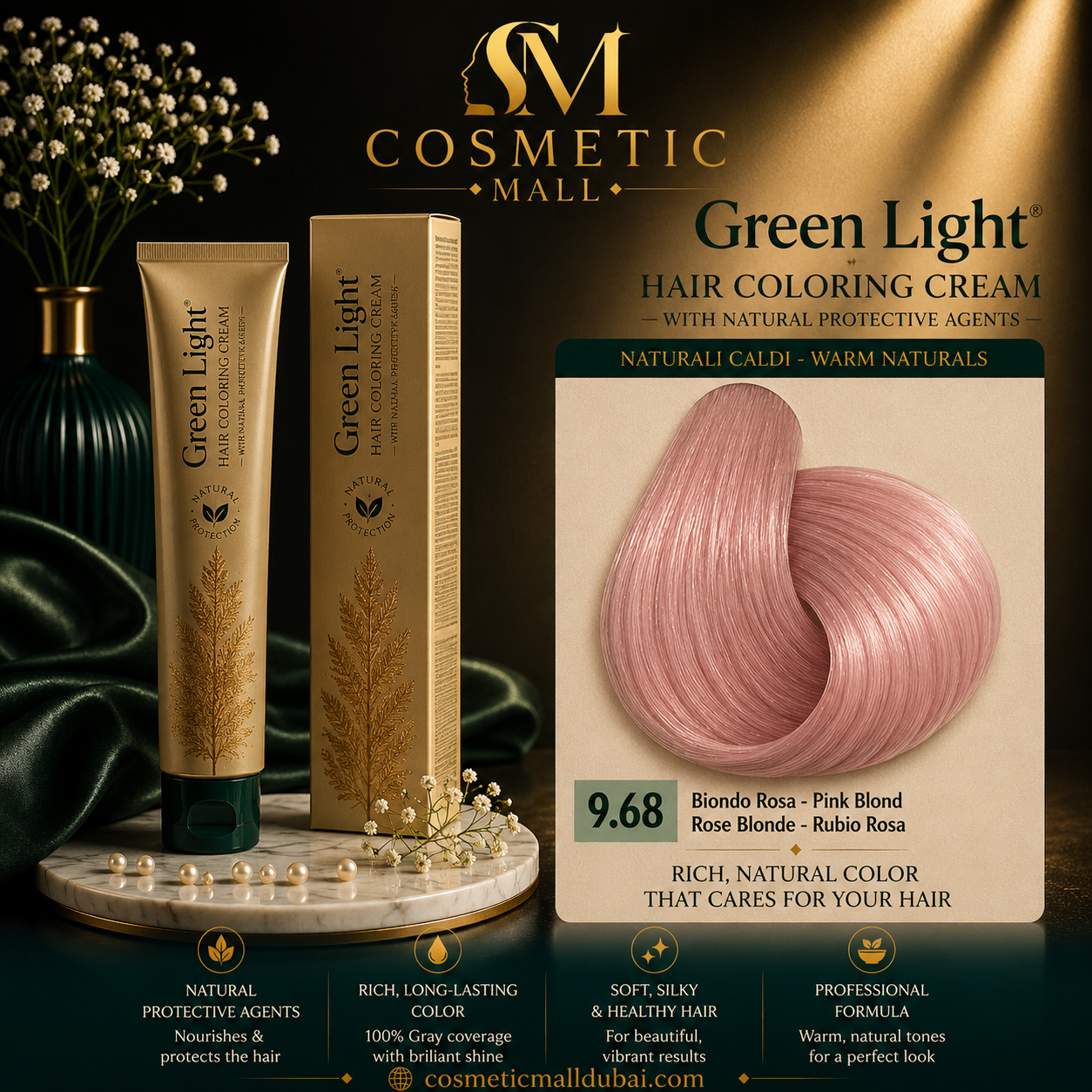 Green Light Hair Coloring Cream 9.68 Pink Blonde | Professional Permanent Hair Color