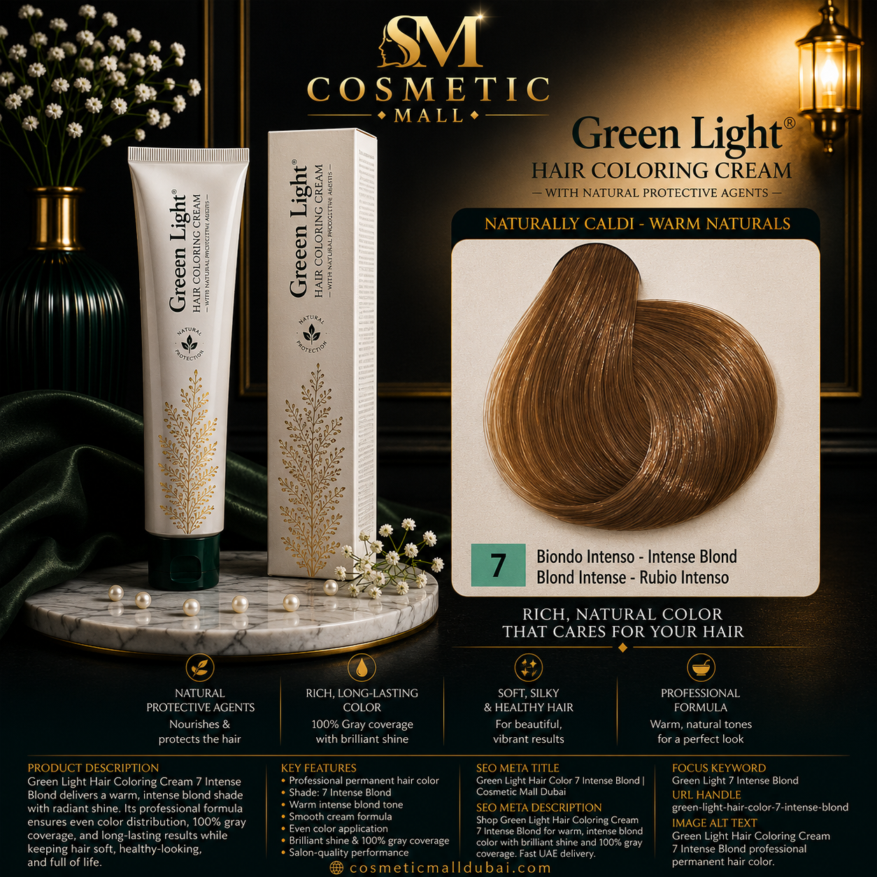 Green Light Hair Coloring Cream 7 Intense Blond | Professional Permanent Hair Color