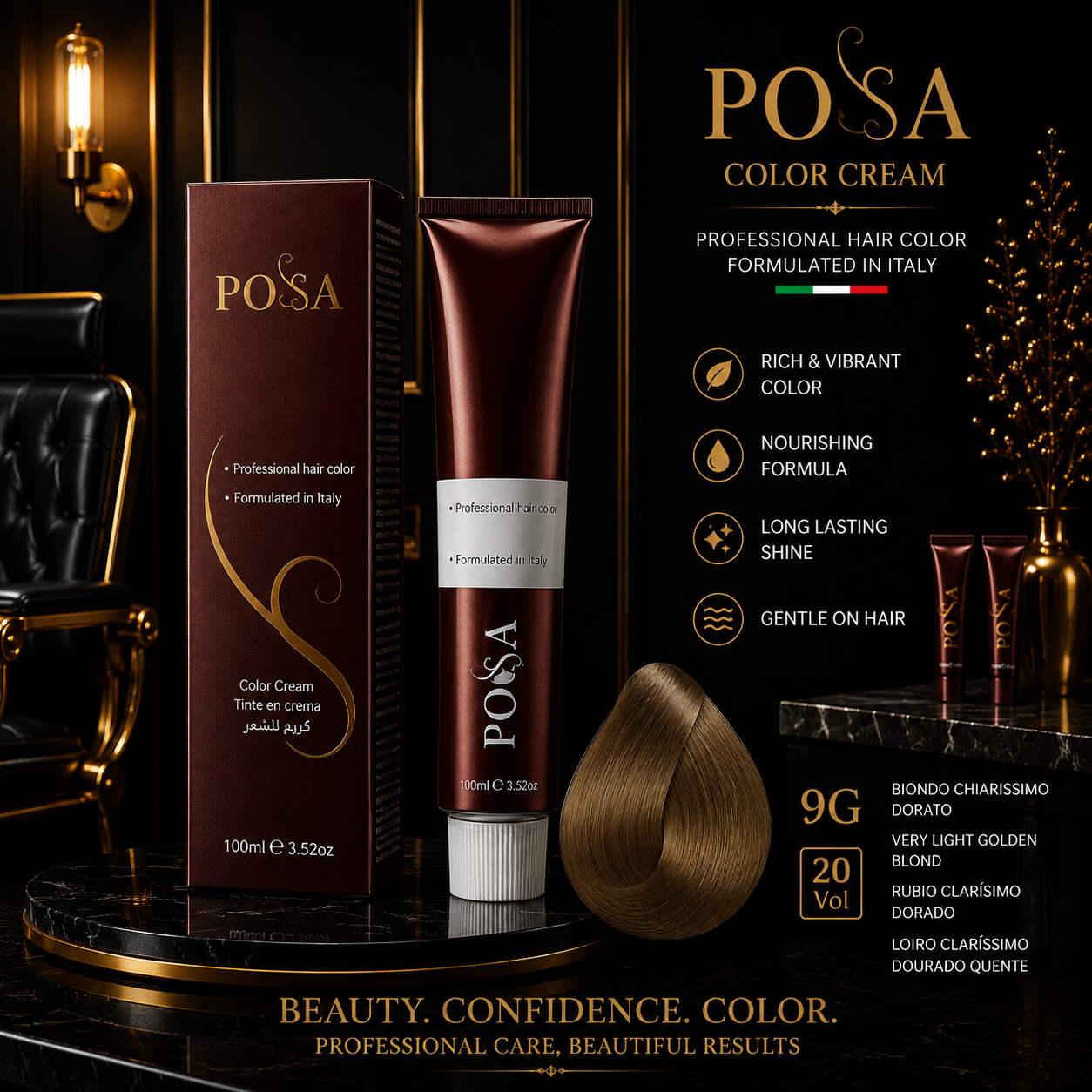 POSA Professional Hair Color Cream 9.0 – Very Light Blonde (100ml)