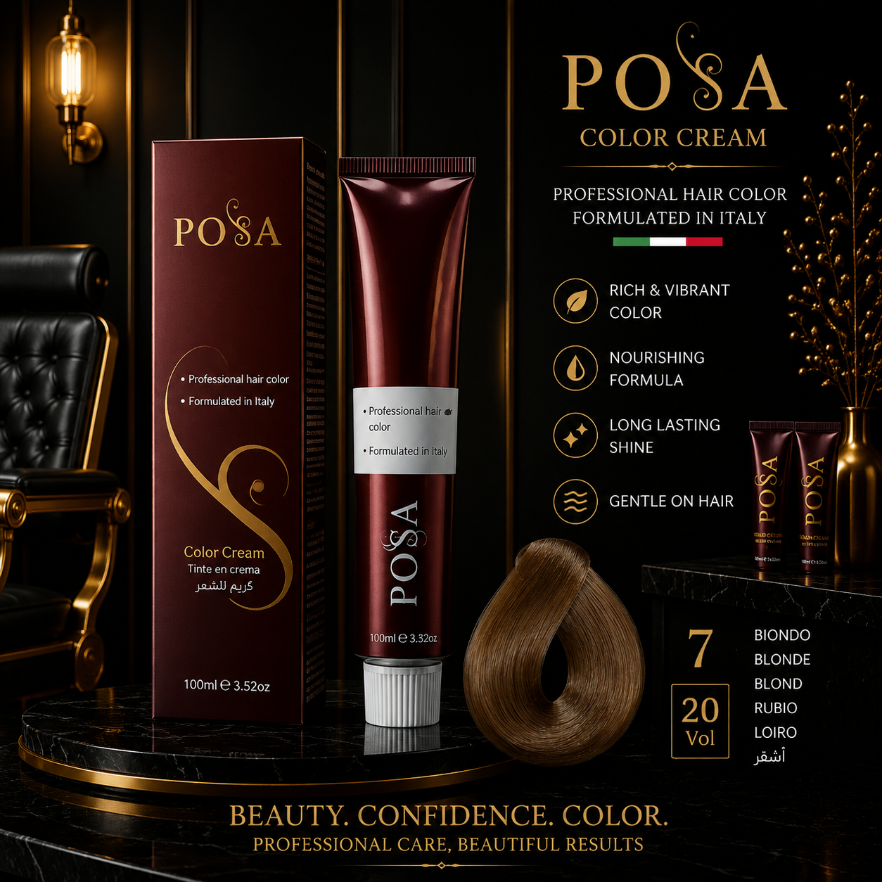 POSA Professional Hair Color Cream 7.0 – Blonde (100ml)