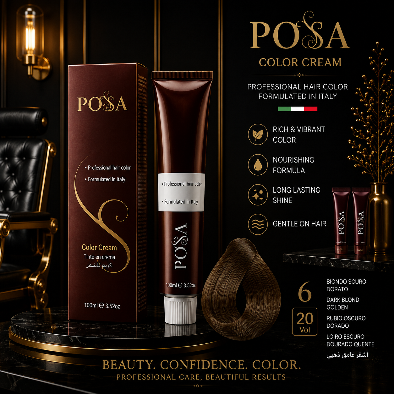 POSA Professional Hair Color Cream 6.0 – Dark Blonde (100ml)