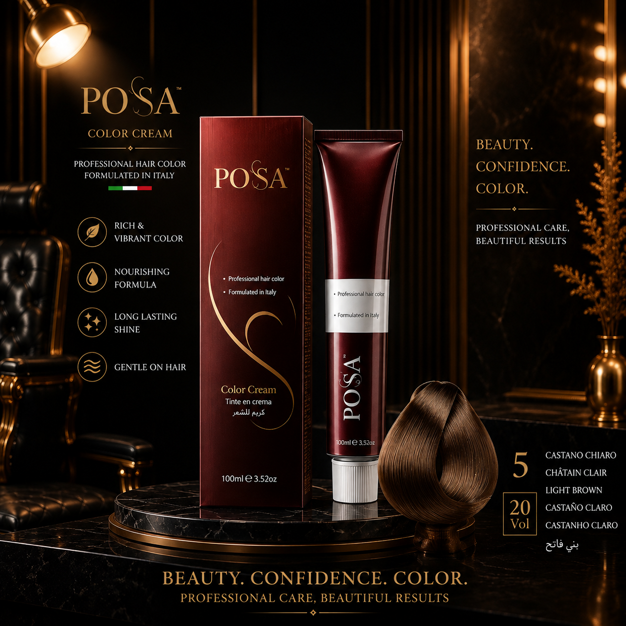 POSA Professional Hair Color Cream 5.0 – Light Brown (100ml)