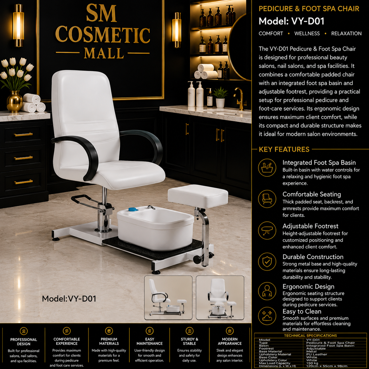 VY-D01 Professional Pedicure & Foot Spa Chair