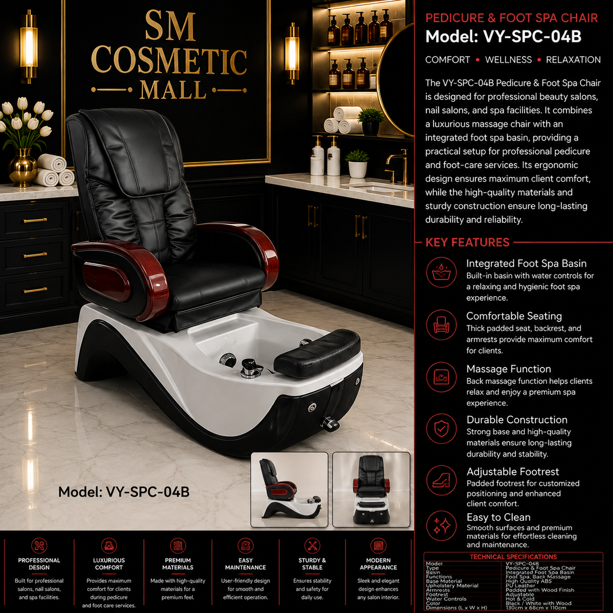 VY-SPC-04B Luxury Professional Pedicure & Foot Spa Chair
