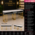 Luxury Nail Art Table with Marble Top & Gold Metal Frame
