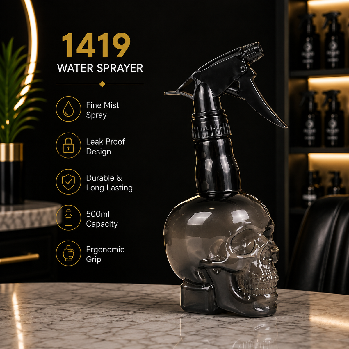 1419 Skull Design Professional Barber Water Sprayer