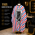 1165 Professional Barber Cutting Cape – Red, White & Blue Striped Design
