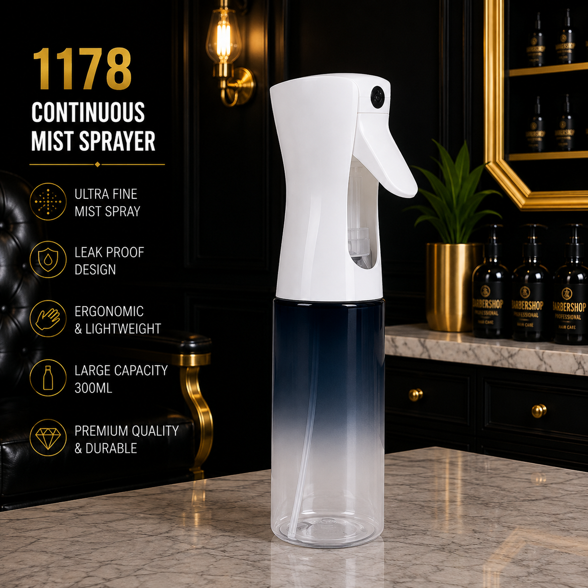 1178 Professional Continuous Mist Spray Bottle – White & Navy