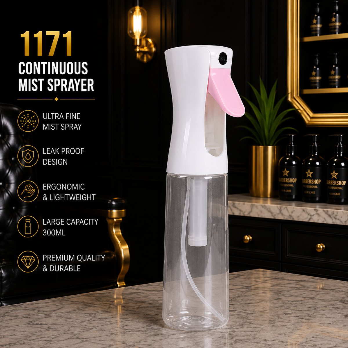 1171 Professional Continuous Mist Spray Bottle – White & Pink