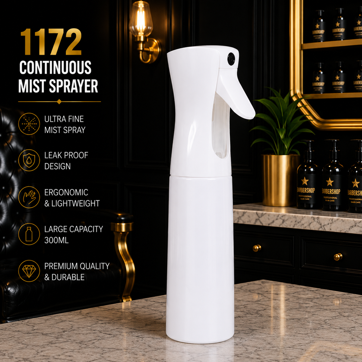 1172 Professional Continuous Mist Spray Bottle – White