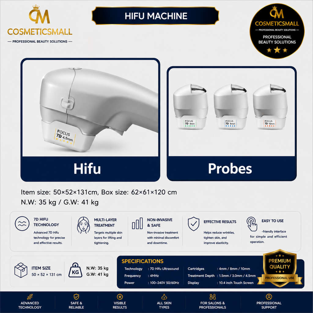 U10 7D HIFU Ultrasound Machine – 4mm / 8mm / 10mm Cartridges