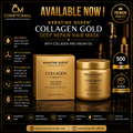 Keratine Queen Collagen Gold Deep Repair Hair Mask 500ml