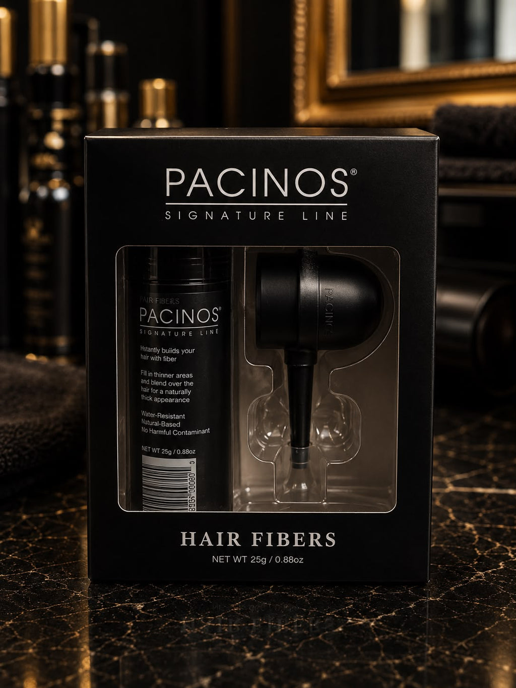 PacinOS Signature Line Hair Fibers with Applicator – Instant Hair Thickening Kit | 25g