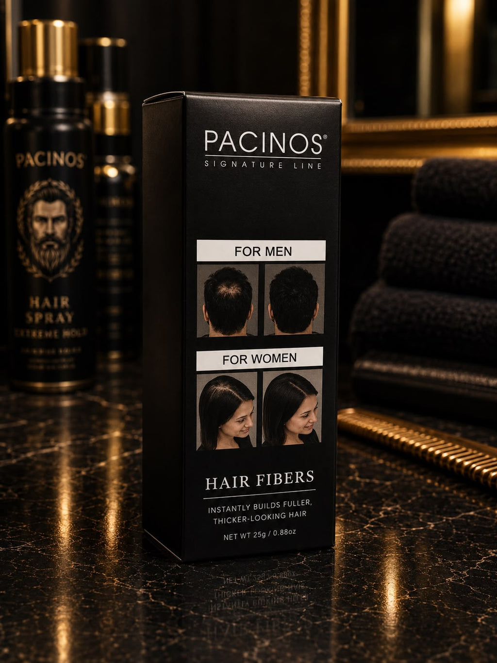 PacinOS Signature Line Hair Fibers with Applicator – Instant Hair Thickening Kit | 25g