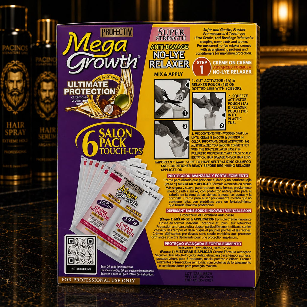 Profectiv MegaGrowth No-Lye Relaxer Super Strength – Anti-Damage Hair Relaxer | 6 Salon Touch-Ups