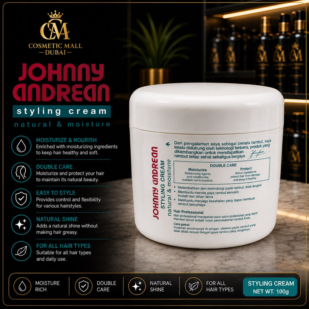 Johnny Andrean Styling Cream – Natural Moisture, Strong Hold & Natural Shine | 100g