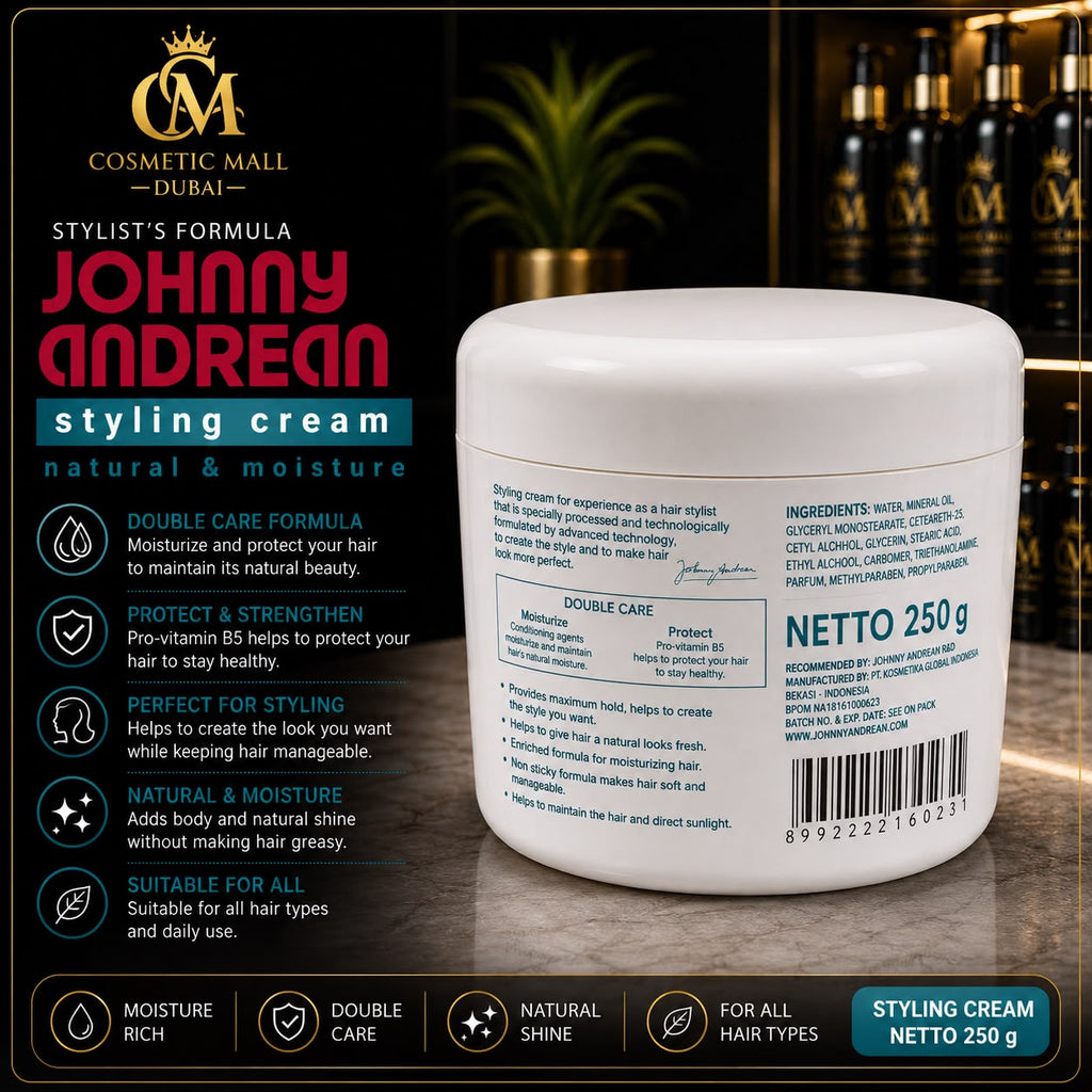 Johnny Andrean Styling Cream – Natural Moisture, Strong Hold & Natural Shine | 100g