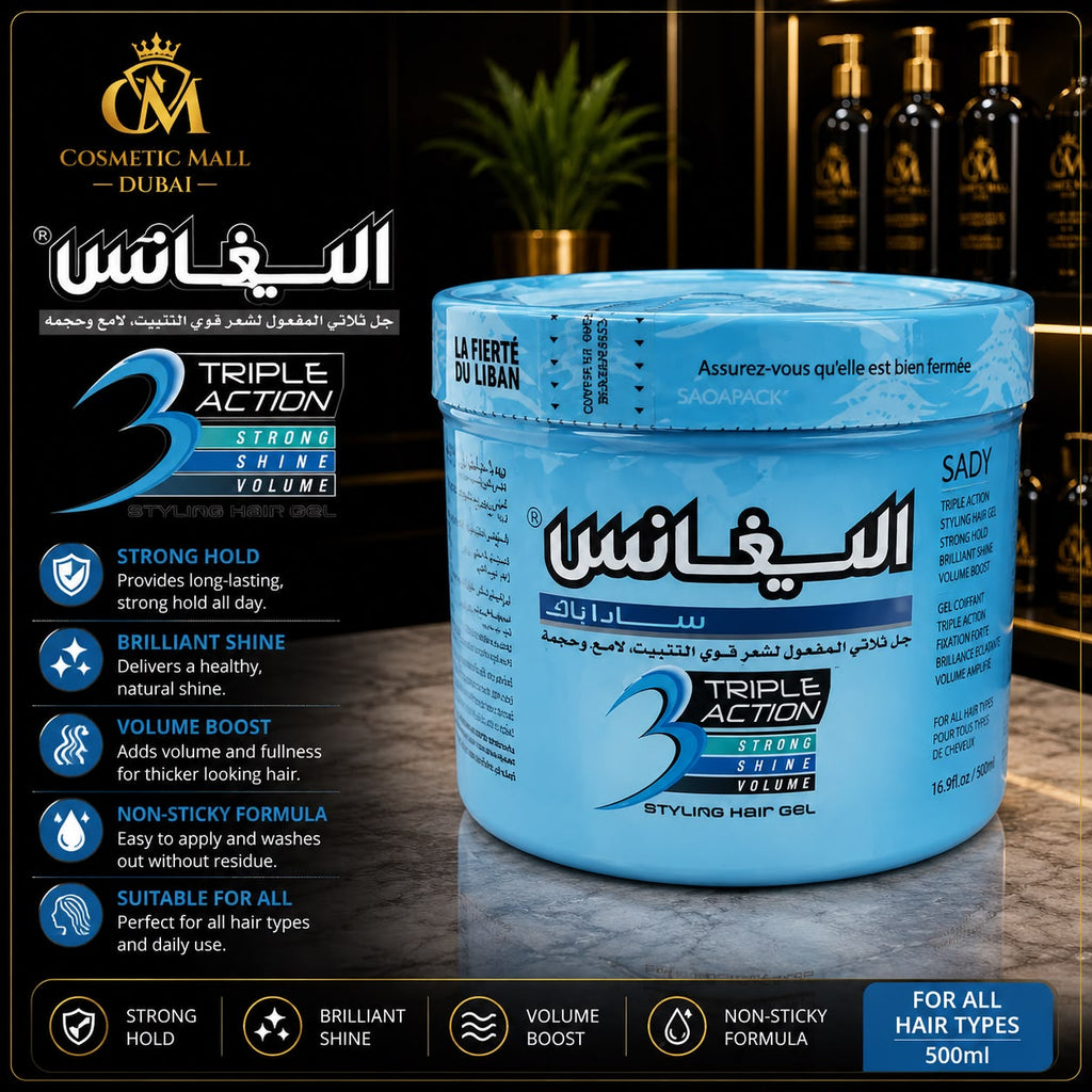 Sadapack Triple Action Styling Hair Gel – Strong Hold, Brilliant Shine & Volume Boost | 500ml / 1000ml