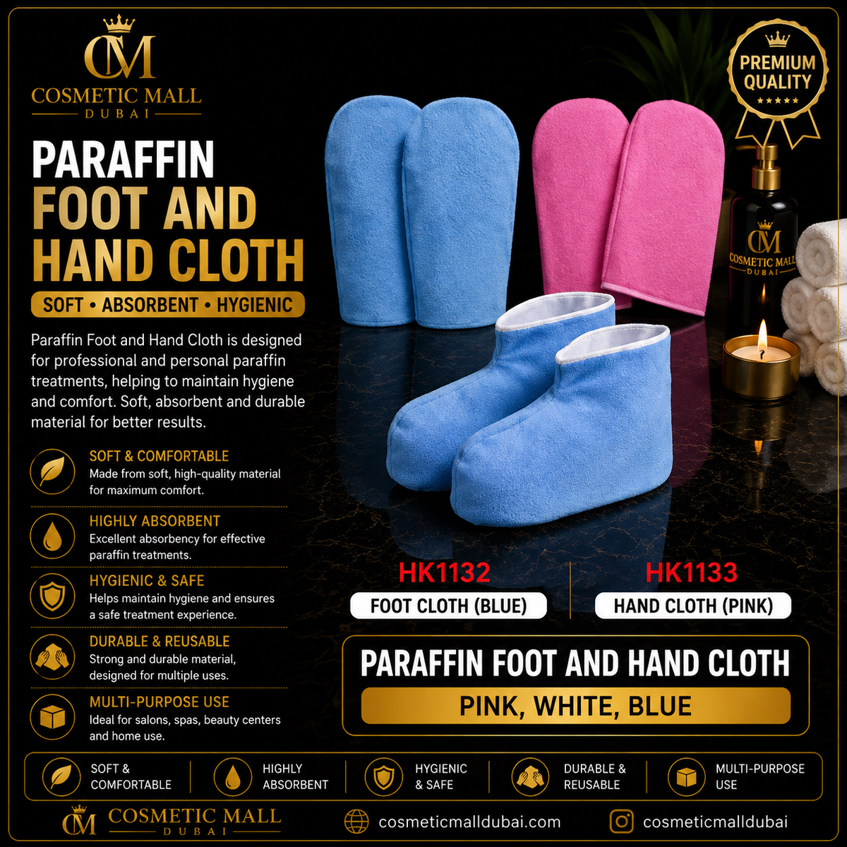 Paraffin Foot & Hand Cloth – HK1132 / HK1133 | Pink, White & Blue