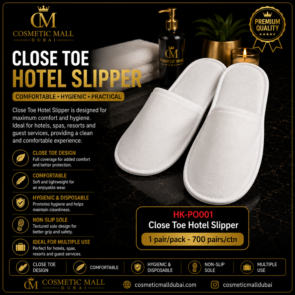 Close Toe Hotel Slipper – HK-PO001 | 1 Pair/Pack