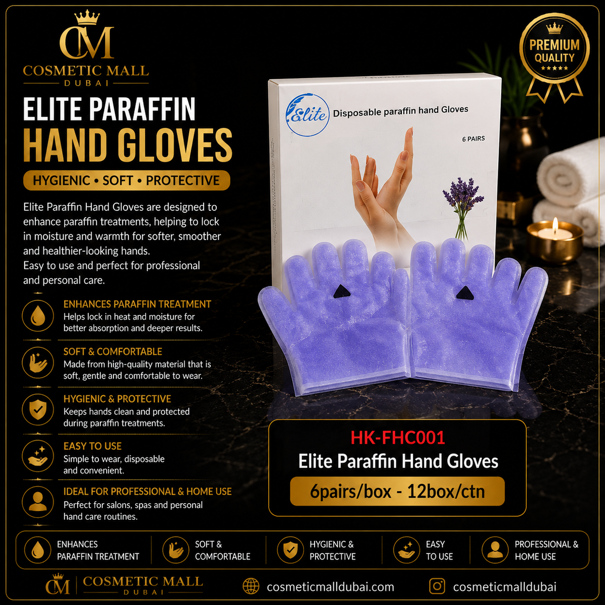 Elite Paraffin Hand Gloves – HK-FHC001 | 6 Pairs/Box