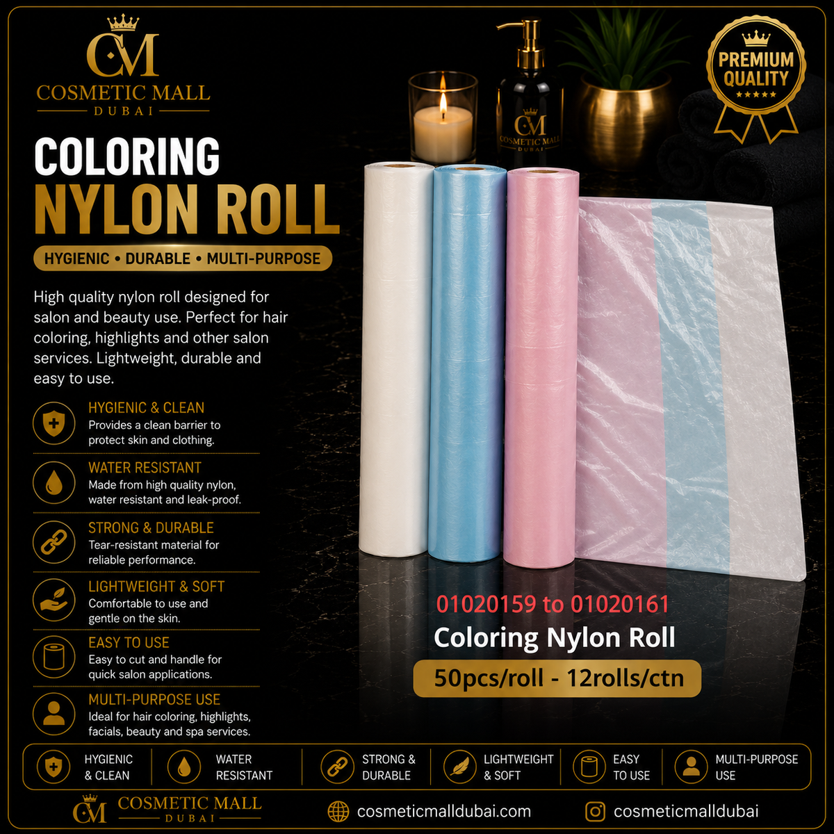 Coloring Nylon Roll – 01020159 to 01020161 | 50 Pcs/Roll