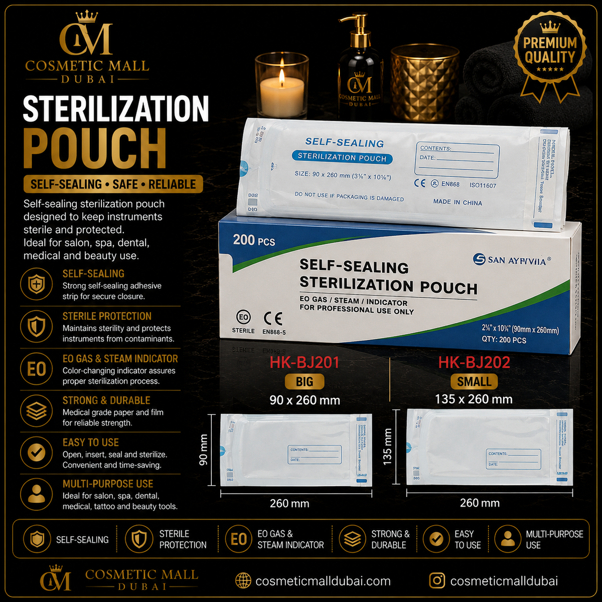 Self-Sealing Sterilization Pouches – Big & Small | HK-BJ201 / HK-BJ202
