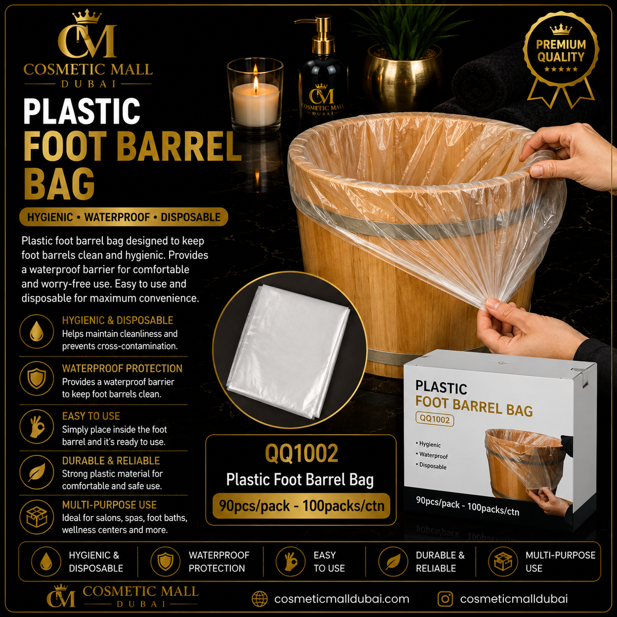 Disposable Plastic Foot Barrel Bag – QQ1002 | 90 pcs/Pack