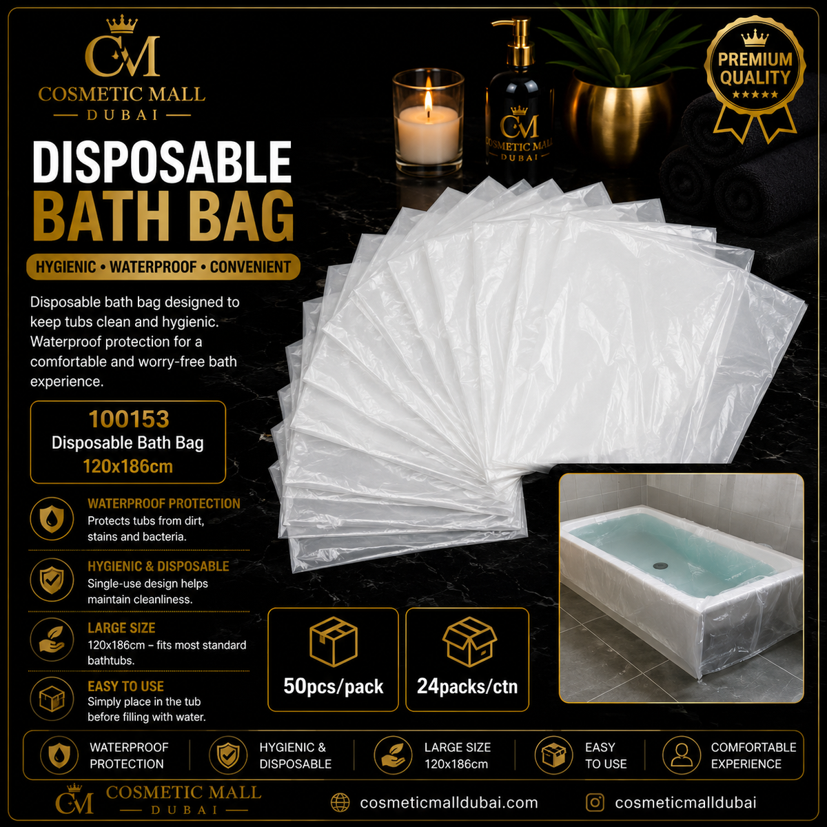 Disposable Bath Bag – 120 × 186 cm | 100153
