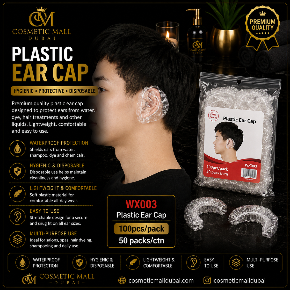 Disposable Plastic Ear Cap – WX003 | 100 pcs/Pack