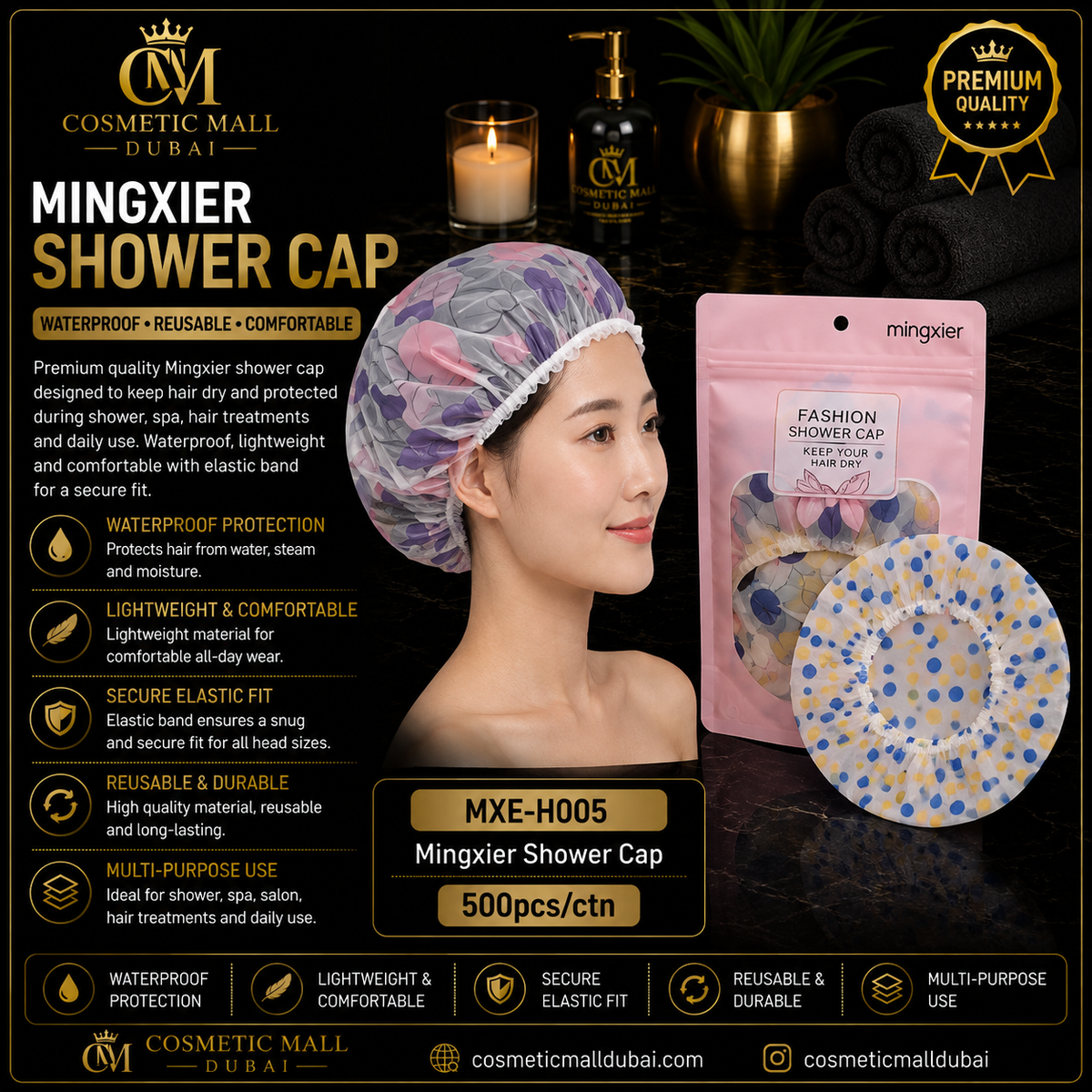 Mingxier Shower Cap – Fashion Reusable Shower Cap | MXE-H005