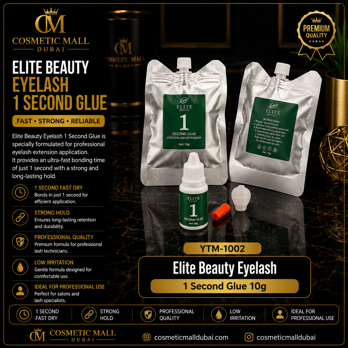 Elite Beauty Eyelash 1 Second Glue – YTM-1002 | 10g