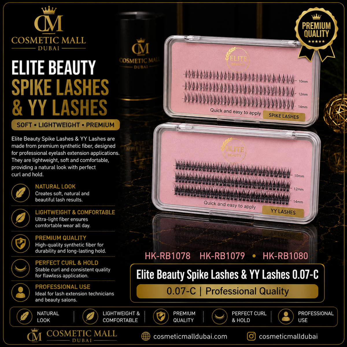 Elite Beauty Spike Lashes & YY Lashes – 0.07-C | HK-RB1078 / HK-RB1079 / HK-RB1080