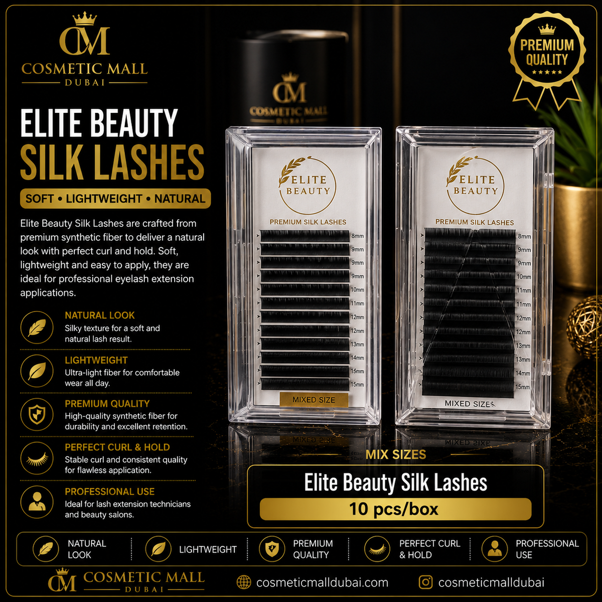 Elite Beauty Silk Lashes – Mix Sizes | 10 Pcs/Box