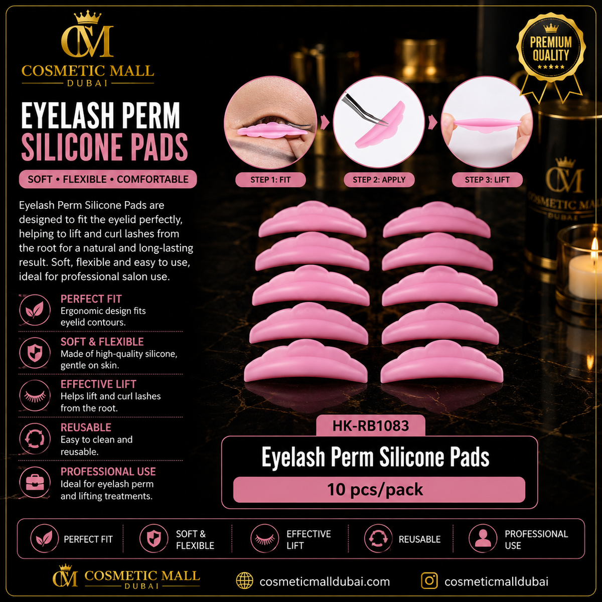 Elite Beauty Eyelash Perm Silicone Pads – HK-RB1083 | 10 Pcs/Pack