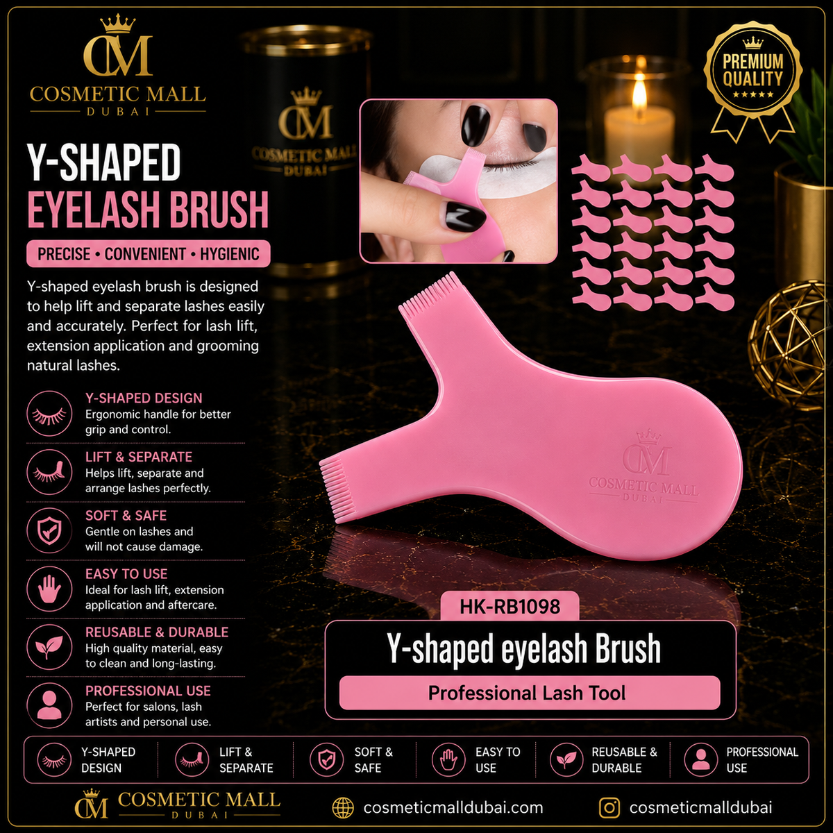 Y-Shaped Eyelash Brush – HK-RB1098 | Professional Lash Tool