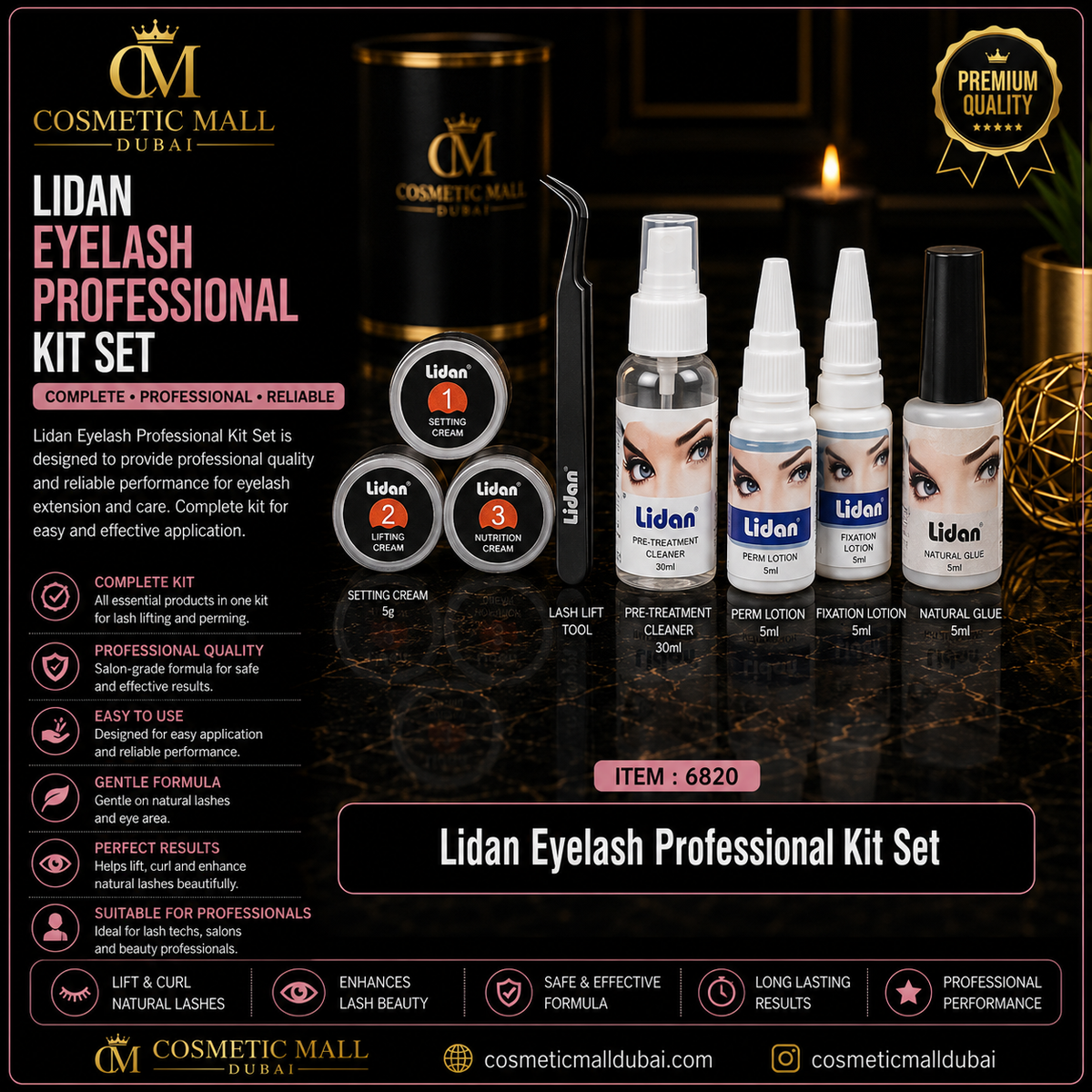 Lidan Eyelash Professional Kit Set – Item 6820